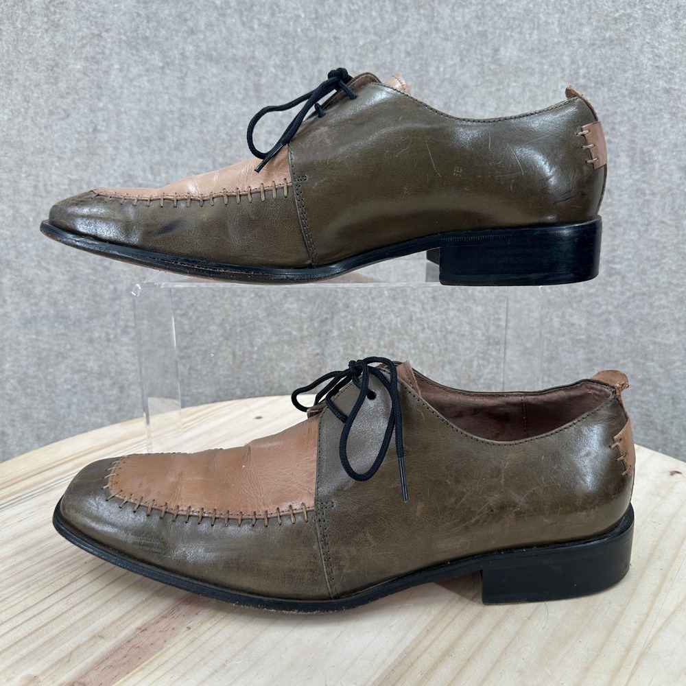 Stacy Adams Derby Shoes Mens 11M Olive Tan Two-Tone Leather Lace-Up 23901-32-7